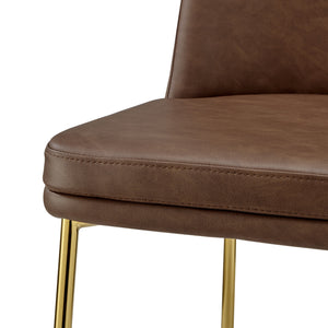 New Pacific Direct Keisha Pu Dining Side Chair, (Set Of 2) Vintage Cognac, Brown , Plywood 1060038-687-npd