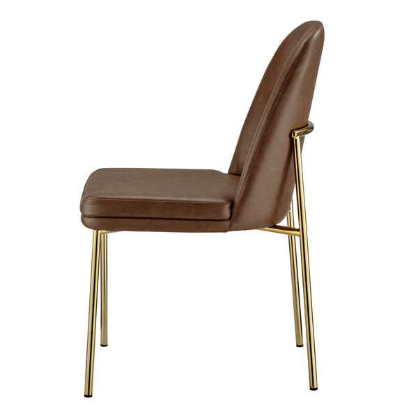 New Pacific Direct Keisha Pu Dining Side Chair, (Set Of 2) Vintage Cognac, Brown , Plywood 1060038-687-npd