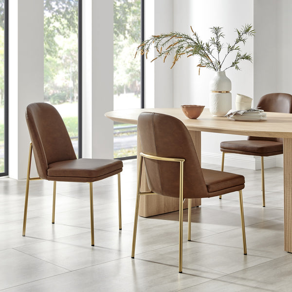 New Pacific Direct Keisha Pu Dining Side Chair, (Set Of 2) Vintage Cognac, Brown , Plywood 1060038-687-npd