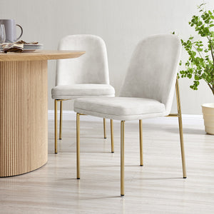 New Pacific Direct Keisha Velvet Dining Side Chair, (Set Of 2) Arcadia Cream, Beige 100% Polyester, Plywood 1060039-686-npd