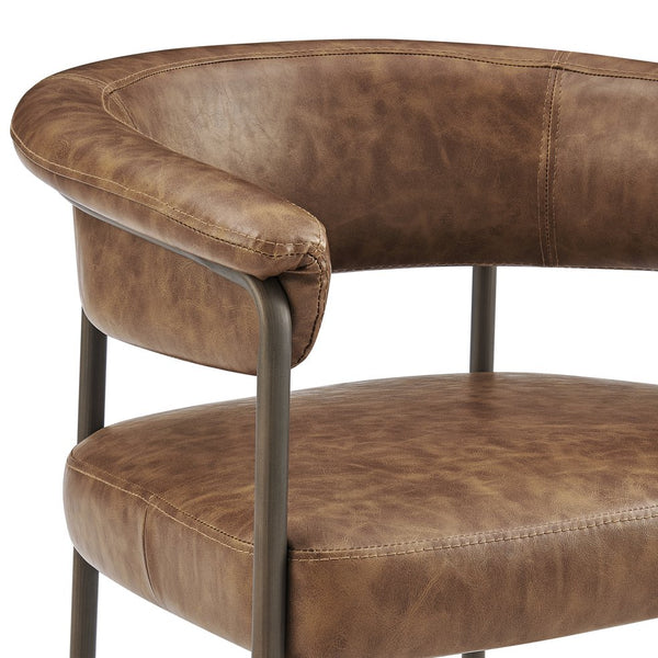 New Pacific Direct Kaiden Faux Leather Counter Stool Set – Mid-century Modern Design With Plush Comfort & Style Antique Cigar Brown  1060040-215-npd