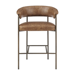 New Pacific Direct Kaiden Faux Leather Counter Stool Set – Mid-century Modern Design With Plush Comfort & Style Antique Cigar Brown  1060040-215-npd