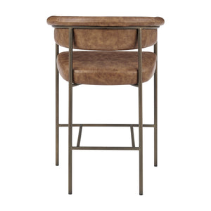 New Pacific Direct Kaiden Faux Leather Counter Stool Set – Mid-century Modern Design With Plush Comfort & Style Antique Cigar Brown  1060040-215-npd