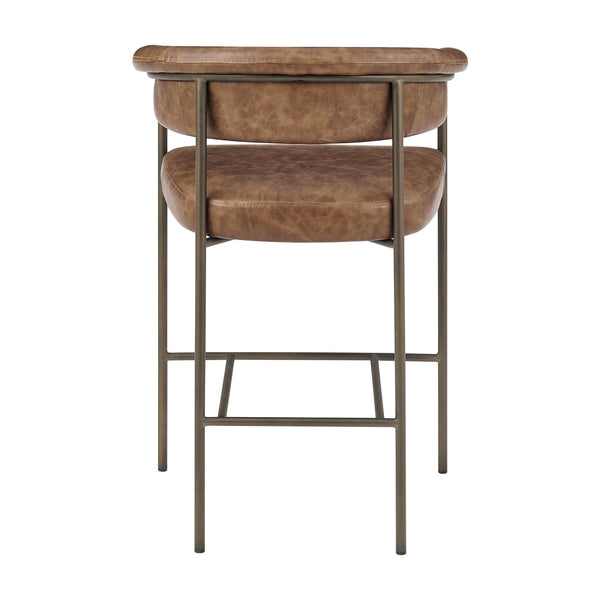 New Pacific Direct Kaiden Faux Leather Counter Stool Set – Mid-century Modern Design With Plush Comfort & Style Antique Cigar Brown  1060040-215-npd