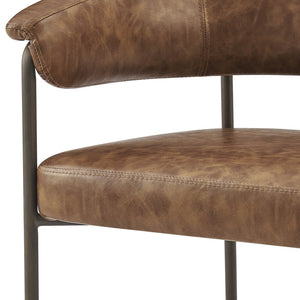 New Pacific Direct Kaiden Faux Leather Counter Stool Set – Mid-century Modern Design With Plush Comfort & Style Antique Cigar Brown  1060040-215-npd