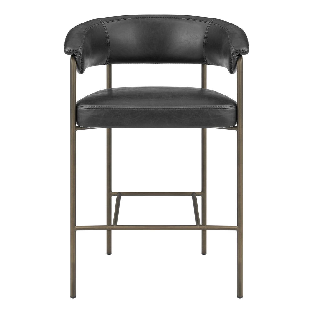 New Pacific Direct Kaiden Faux Leather Counter Stool Set – Mid-century Modern Design With Plush Comfort & Style Cano Black  1060041-719-npd
