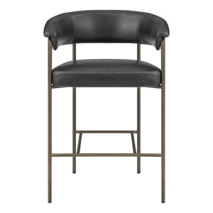New Pacific Direct Kaiden Faux Leather Counter Stool Set – Mid-century Modern Design With Plush Comfort & Style Cano Black  1060041-719-npd