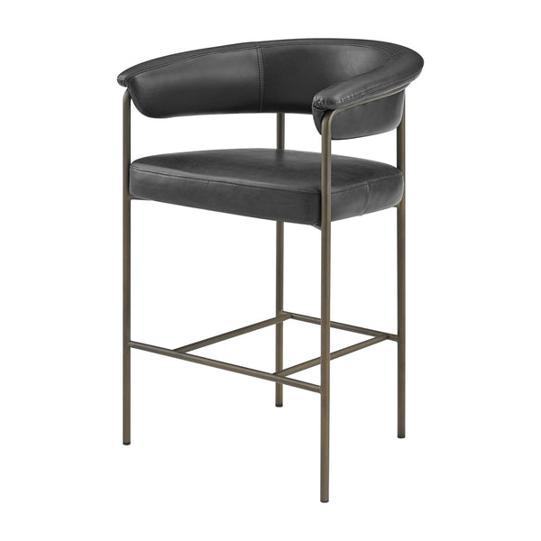 New Pacific Direct Kaiden Faux Leather Counter Stool Set – Mid-century Modern Design With Plush Comfort & Style Cano Black  1060041-719-npd