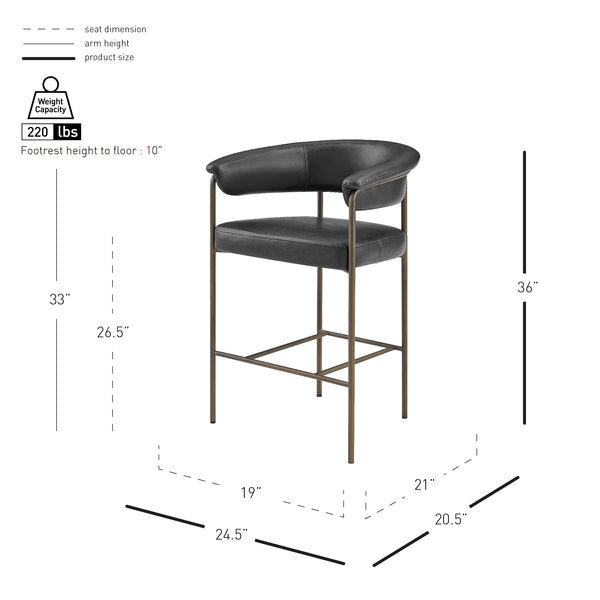 New Pacific Direct Kaiden Faux Leather Counter Stool Set – Mid-century Modern Design With Plush Comfort & Style Cano Black  1060041-719-npd