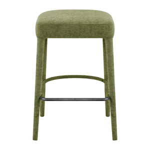 New Pacific Direct Rylee Stylish Chenille Backless Counter Stool Set Of 2 With Foam Cushion And Metal Footrest Millburry Green 100% Polyester 1060046-707-npd