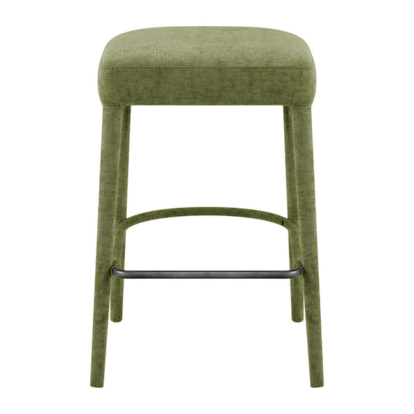 New Pacific Direct Rylee Stylish Chenille Backless Counter Stool Set Of 2 With Foam Cushion And Metal Footrest Millburry Green 100% Polyester 1060046-707-npd
