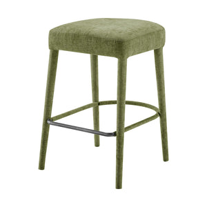 New Pacific Direct Rylee Stylish Chenille Backless Counter Stool Set Of 2 With Foam Cushion And Metal Footrest Millburry Green 100% Polyester 1060046-707-npd