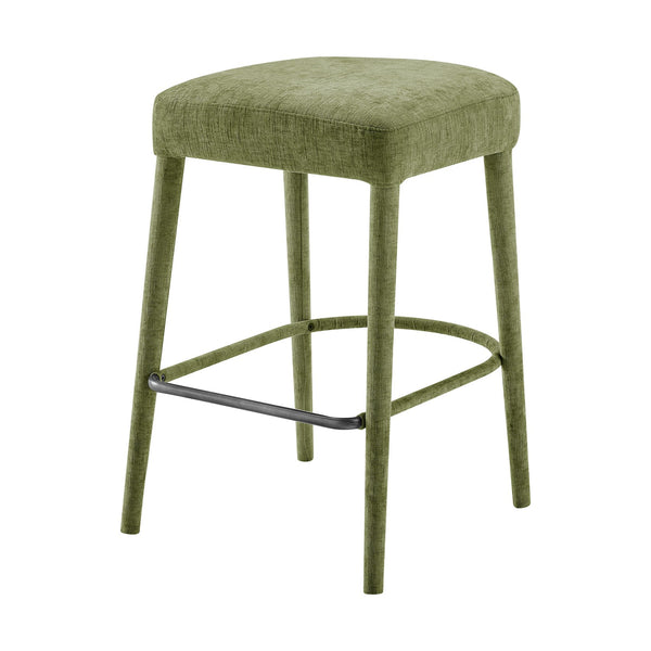 New Pacific Direct Rylee Stylish Chenille Backless Counter Stool Set Of 2 With Foam Cushion And Metal Footrest Millburry Green 100% Polyester 1060046-707-npd