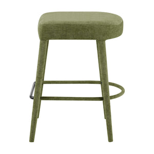 New Pacific Direct Rylee Stylish Chenille Backless Counter Stool Set Of 2 With Foam Cushion And Metal Footrest Millburry Green 100% Polyester 1060046-707-npd