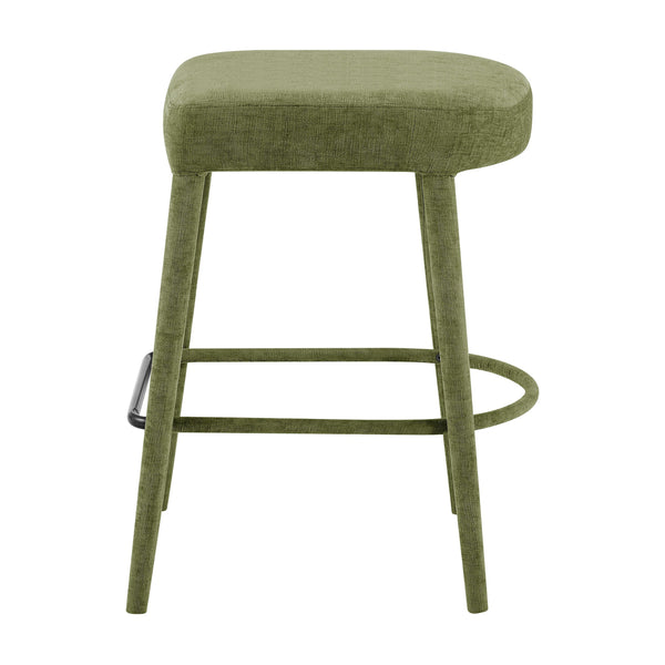 New Pacific Direct Rylee Stylish Chenille Backless Counter Stool Set Of 2 With Foam Cushion And Metal Footrest Millburry Green 100% Polyester 1060046-707-npd