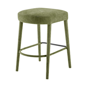 New Pacific Direct Rylee Stylish Chenille Backless Counter Stool Set Of 2 With Foam Cushion And Metal Footrest Millburry Green 100% Polyester 1060046-707-npd