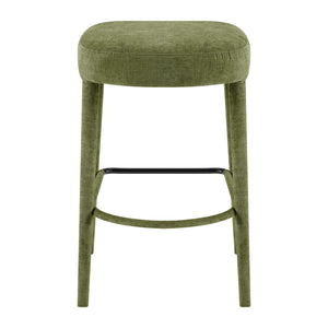 New Pacific Direct Rylee Stylish Chenille Backless Counter Stool Set Of 2 With Foam Cushion And Metal Footrest Millburry Green 100% Polyester 1060046-707-npd