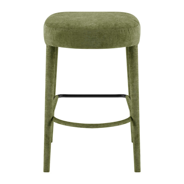 New Pacific Direct Rylee Stylish Chenille Backless Counter Stool Set Of 2 With Foam Cushion And Metal Footrest Millburry Green 100% Polyester 1060046-707-npd