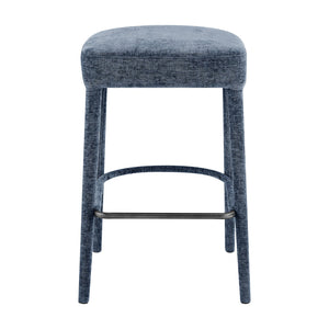 New Pacific Direct Rylee Stylish Chenille Backless Counter Stool Set Of 2 With Foam Cushion And Metal Footrest Millburry Blue 100% Polyester 1060046-708-npd