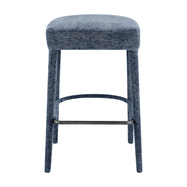 New Pacific Direct Rylee Stylish Chenille Backless Counter Stool Set Of 2 With Foam Cushion And Metal Footrest Millburry Blue 100% Polyester 1060046-708-npd