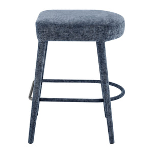 New Pacific Direct Rylee Stylish Chenille Backless Counter Stool Set Of 2 With Foam Cushion And Metal Footrest Millburry Blue 100% Polyester 1060046-708-npd