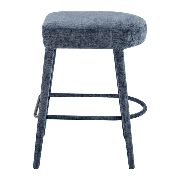 New Pacific Direct Rylee Stylish Chenille Backless Counter Stool Set Of 2 With Foam Cushion And Metal Footrest Millburry Blue 100% Polyester 1060046-708-npd