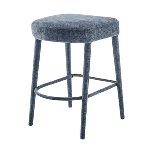 New Pacific Direct Rylee Stylish Chenille Backless Counter Stool Set Of 2 With Foam Cushion And Metal Footrest Millburry Blue 100% Polyester 1060046-708-npd