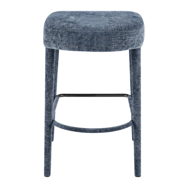 New Pacific Direct Rylee Stylish Chenille Backless Counter Stool Set Of 2 With Foam Cushion And Metal Footrest Millburry Blue 100% Polyester 1060046-708-npd