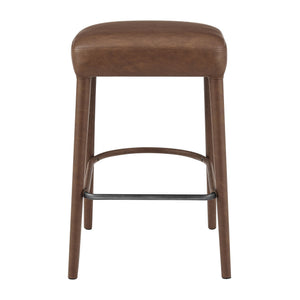 New Pacific Direct Rylee Chic Faux Leather Backless Counter Stool Set Of 2 - Stylish Comfort In Millburry Green & Blue Vintage Cognac  1060047-687-npd