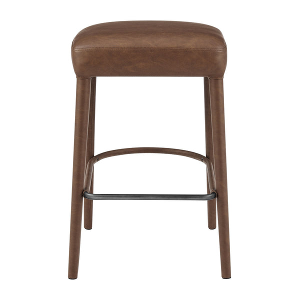 New Pacific Direct Rylee Chic Faux Leather Backless Counter Stool Set Of 2 - Stylish Comfort In Millburry Green & Blue Vintage Cognac  1060047-687-npd