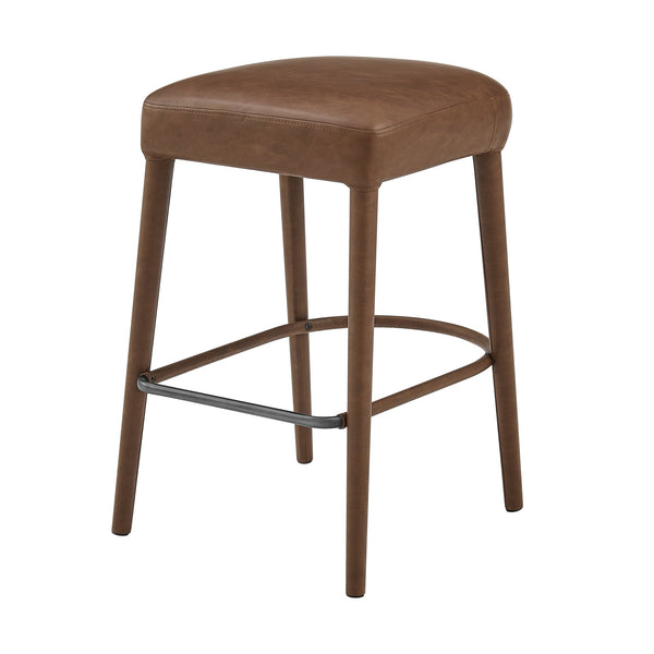 New Pacific Direct Rylee Chic Faux Leather Backless Counter Stool Set Of 2 - Stylish Comfort In Millburry Green & Blue Vintage Cognac  1060047-687-npd
