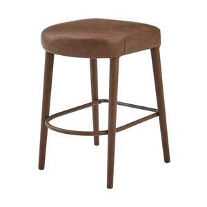 New Pacific Direct Rylee Chic Faux Leather Backless Counter Stool Set Of 2 - Stylish Comfort In Millburry Green & Blue Vintage Cognac  1060047-687-npd