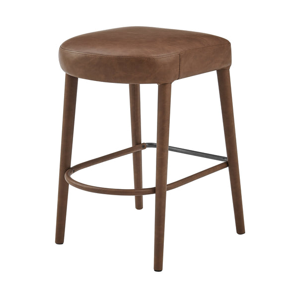 New Pacific Direct Rylee Chic Faux Leather Backless Counter Stool Set Of 2 - Stylish Comfort In Millburry Green & Blue Vintage Cognac  1060047-687-npd