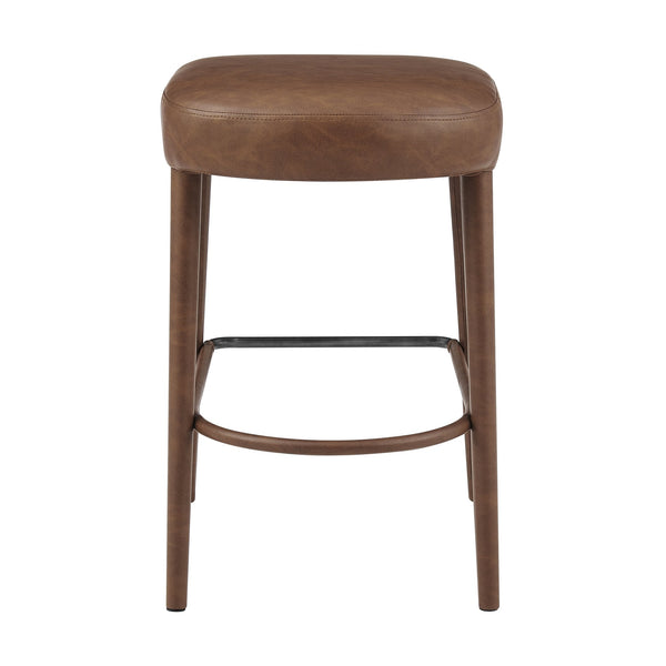 New Pacific Direct Rylee Chic Faux Leather Backless Counter Stool Set Of 2 - Stylish Comfort In Millburry Green & Blue Vintage Cognac  1060047-687-npd
