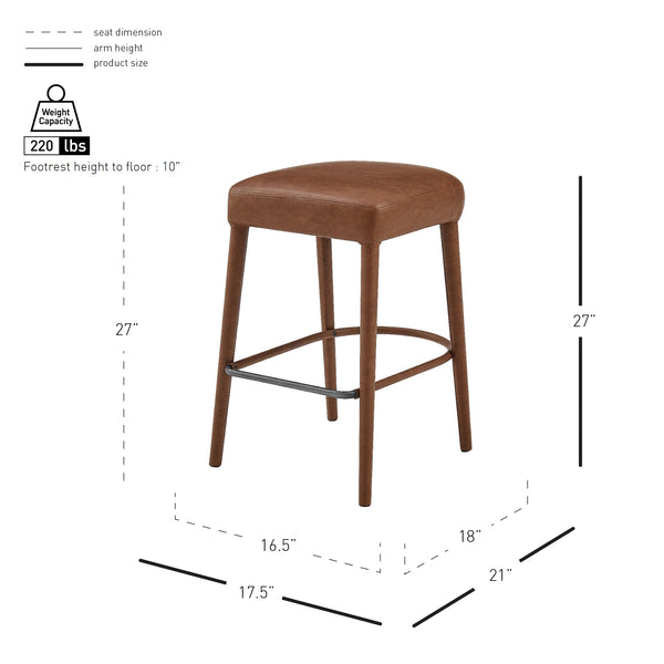 New Pacific Direct Rylee Chic Faux Leather Backless Counter Stool Set Of 2 - Stylish Comfort In Millburry Green & Blue Vintage Cognac  1060047-687-npd