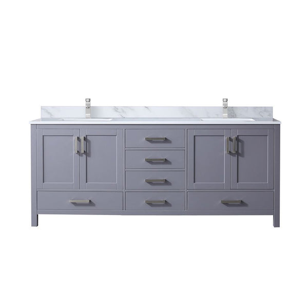 English Elm Dark Grey Double Bath Vanity 80" W x 22" D with Carrara Marble Top, Soft-Close Storage & Chrome Faucet Set B2731P259127