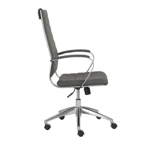 EuroStyle Axel High Back Leatherette Office Chair with Polished Aluminum Base and Lumbar Support Gray 23.5 D x 24 W x 45.5 H 10604GRY-KD