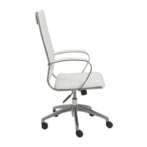 EuroStyle Axel High Back Leatherette Office Chair with Polished Aluminum Base and Lumbar Support White 23.5 D x 24 W x 45.5 H 10604WHT-KD