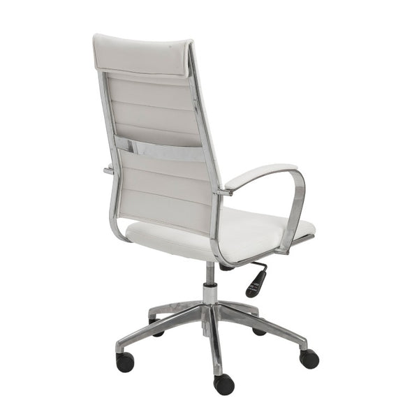 EuroStyle Axel High Back Leatherette Office Chair with Polished Aluminum Base and Lumbar Support White 23.5 D x 24 W x 45.5 H 10604WHT-KD