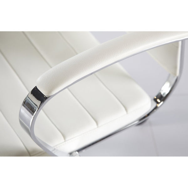 EuroStyle Axel High Back Leatherette Office Chair with Polished Aluminum Base and Lumbar Support White 23.5 D x 24 W x 45.5 H 10604WHT-KD