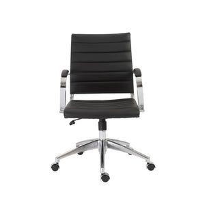 EuroStyle Axel Low Back Leatherette Office Chair with Polished Aluminum Base Executive Seating Black 23.5 D x 23 W x 38 H 10606-BLK