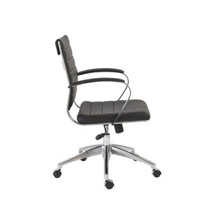 EuroStyle Axel Low Back Leatherette Office Chair with Polished Aluminum Base Executive Seating Black 23.5 D x 23 W x 38 H 10606-BLK