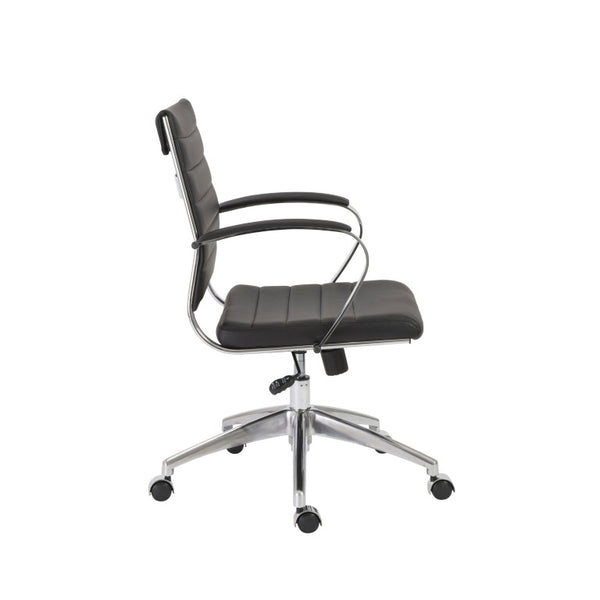 EuroStyle Axel Low Back Leatherette Office Chair with Polished Aluminum Base Executive Seating Black 23.5 D x 23 W x 38 H 10606-BLK