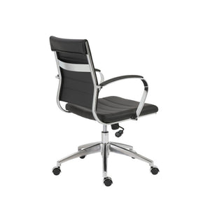 EuroStyle Axel Low Back Leatherette Office Chair with Polished Aluminum Base Executive Seating Black 23.5 D x 23 W x 38 H 10606-BLK