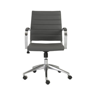 EuroStyle Axel Low Back Leatherette Office Chair with Polished Aluminum Base Executive Seating Gray 23.5 D x 23 W x 38 H 10606-GRY