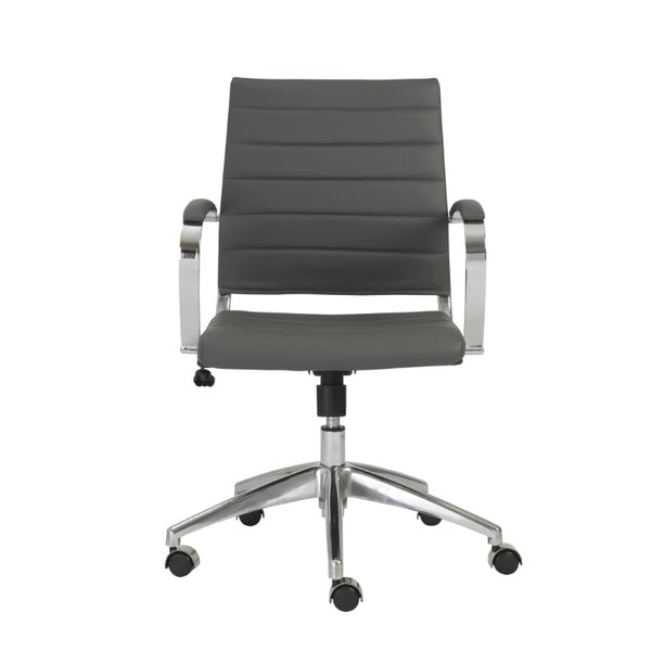 EuroStyle Axel Low Back Leatherette Office Chair with Polished Aluminum Base Executive Seating Gray 23.5 D x 23 W x 38 H 10606-GRY
