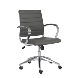 EuroStyle Axel Low Back Leatherette Office Chair with Polished Aluminum Base Executive Seating Gray 23.5 D x 23 W x 38 H 10606-GRY