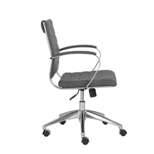 EuroStyle Axel Low Back Leatherette Office Chair with Polished Aluminum Base Executive Seating Gray 23.5 D x 23 W x 38 H 10606-GRY