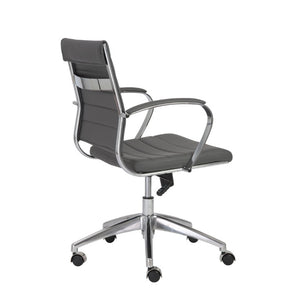 EuroStyle Axel Low Back Leatherette Office Chair with Polished Aluminum Base Executive Seating Gray 23.5 D x 23 W x 38 H 10606-GRY