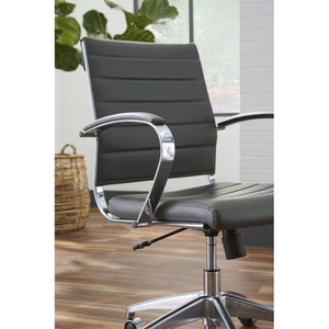 EuroStyle Axel Low Back Leatherette Office Chair with Polished Aluminum Base Executive Seating Gray 23.5 D x 23 W x 38 H 10606-GRY